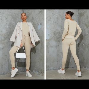 PrettyLittleThing Auriel Stone Jogger Knitted Set
